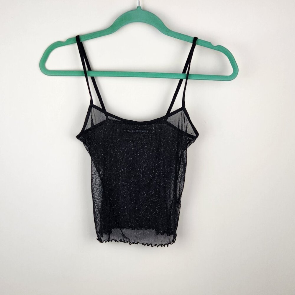 Brandy Melville Sheer Mesh Shimmer Metallic Crop Tank Top OS